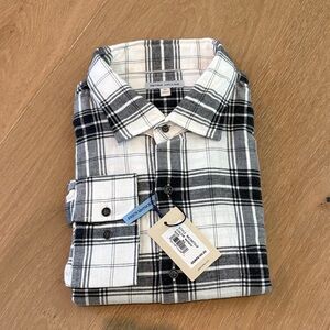 Peter Millar men’s flannel Black and White Checkered Shirt new with tags XL